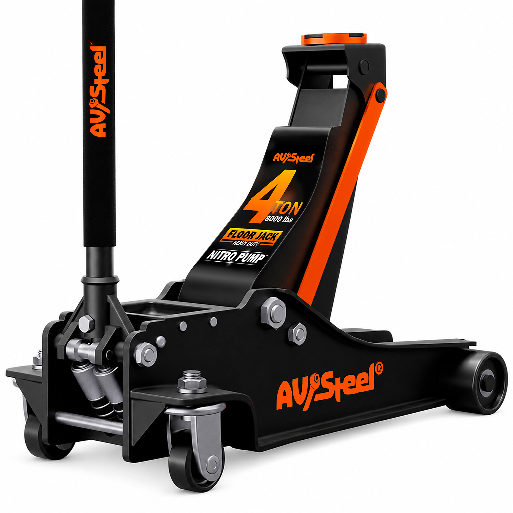 Heavy-Duty Floor Jack 4 Ton with Dual Piston Pump Lifting Range 4-1/4in to 19-3/4in Model# AV-402F